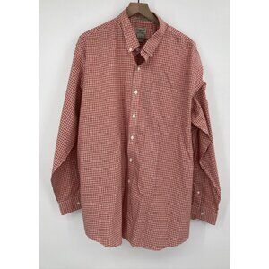 LL Bean Mens Traditional Fit Button Up Long Sleeve Shirt XXL Pocket Red Plaid